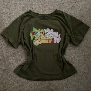 Olive Green strawberry shortcake baby tee